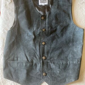 Black Suede Button-Up Vest by Basic Editions size large